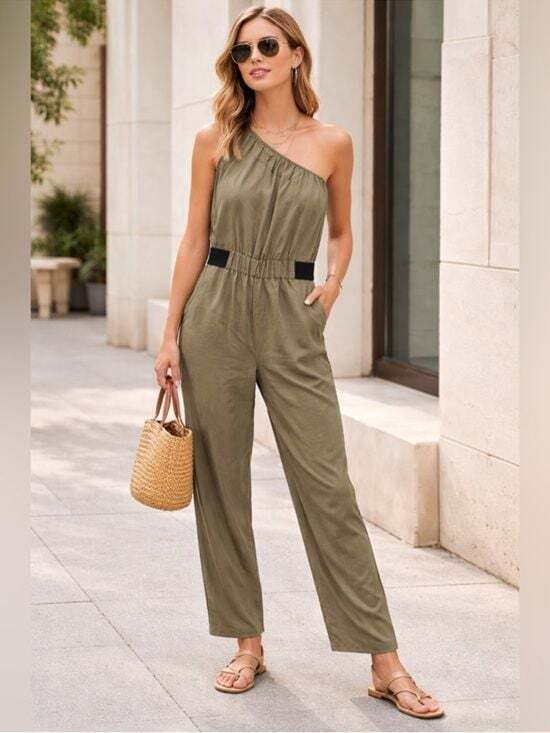 Maeve Pants - Anthropologie Maeve Verano One Shoulder Jumpsuit Size 4P
